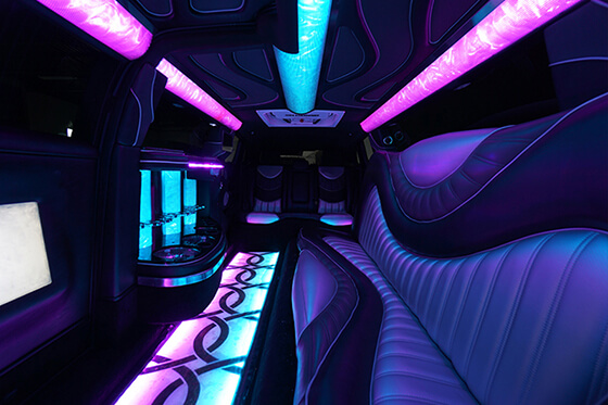 Colorful LED lights on limo