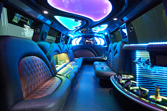 Plush seating on limo